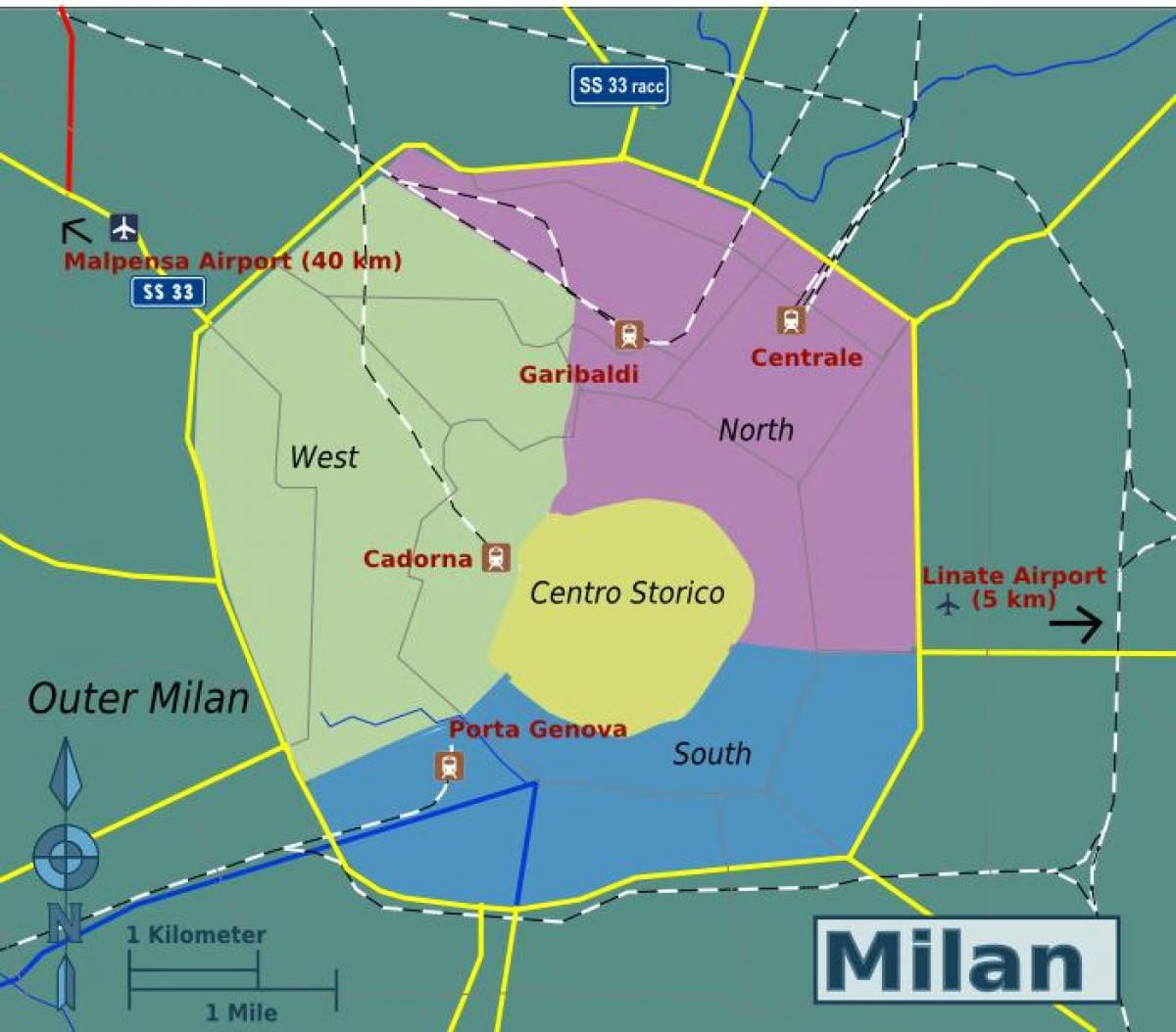Milan district map