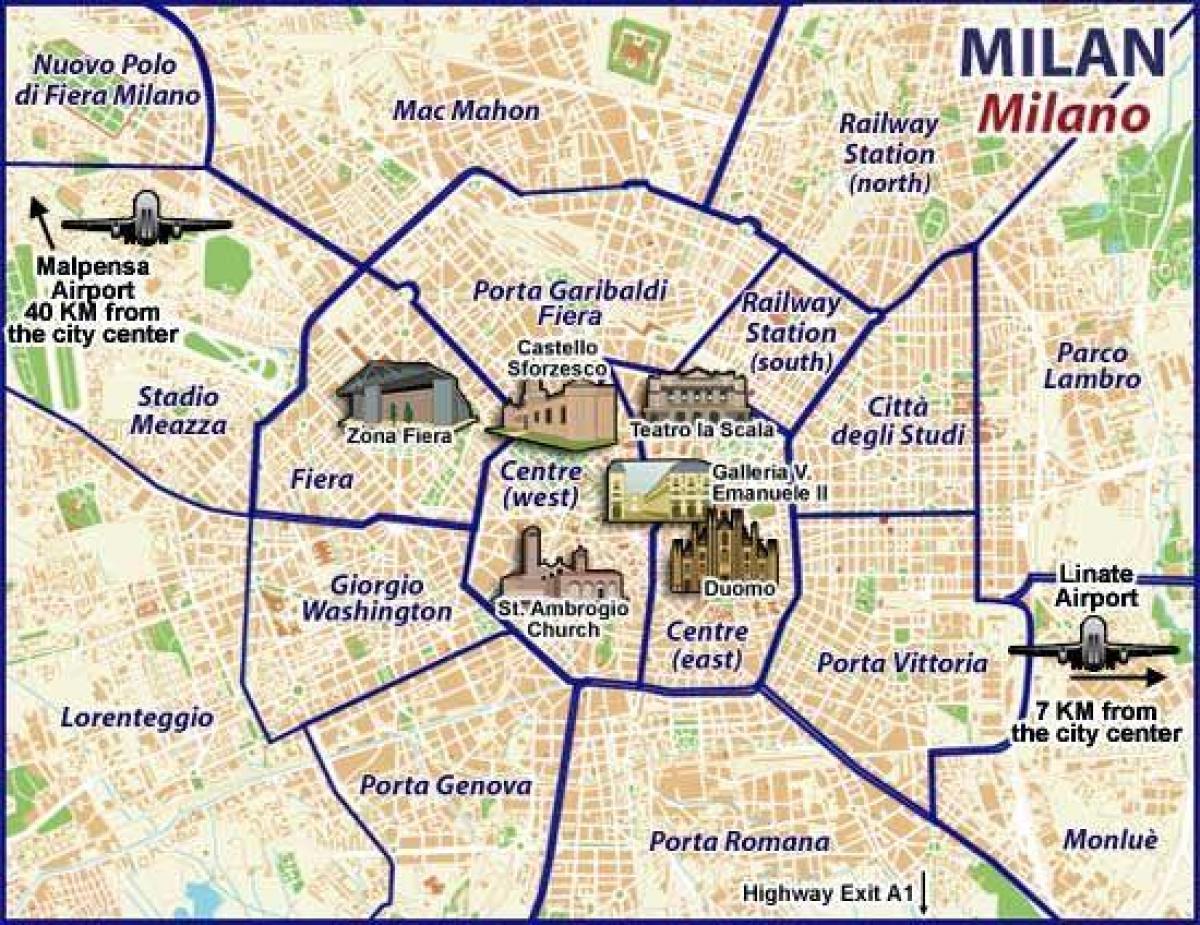 Milan neighborhoods map