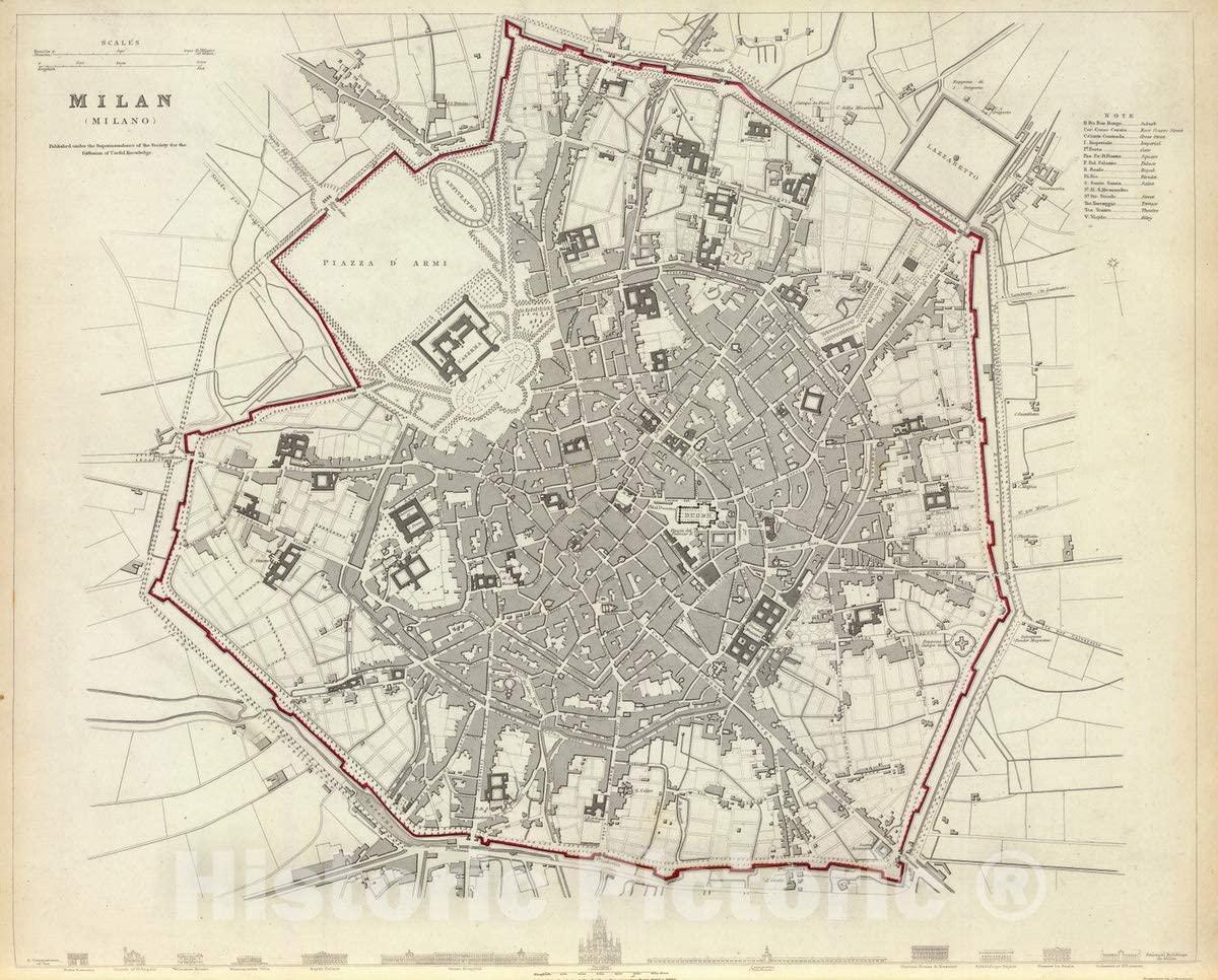 Milan historical map