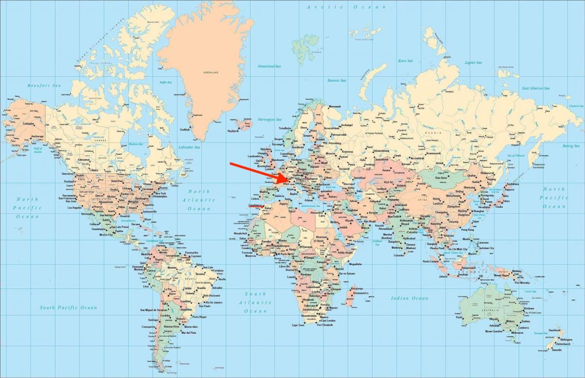 Milan location on world map