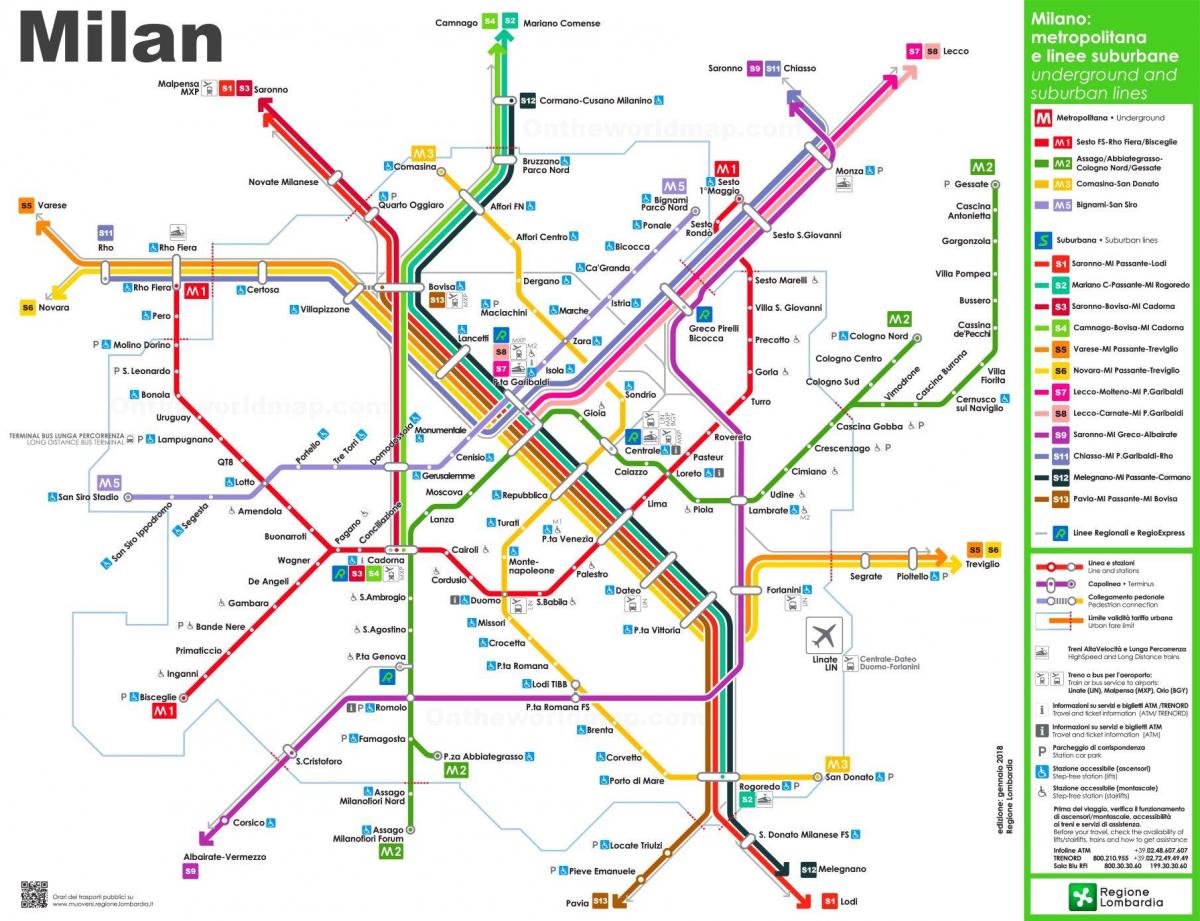 Milan transportation map
