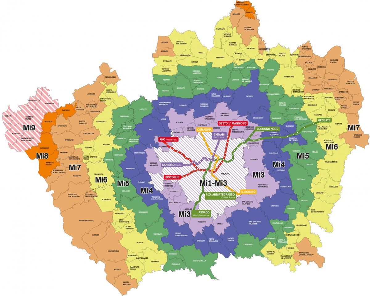 Milan zones map